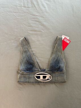 Diesel Vintage Style Denim Logo Top - Brand New XS